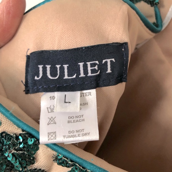 Juliet Formal Emerald Green Sequin & Nude Prom / Formal Dress W/ Cutout Back - Picture 7 of 10